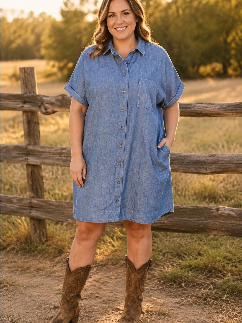 Old Navy Chambray Button-Front Mini Dress - Light Blue